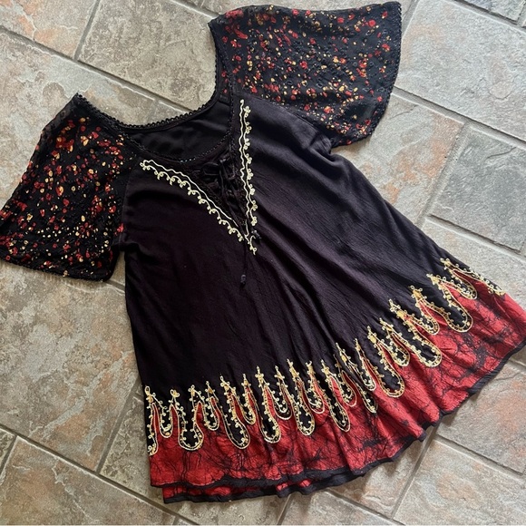 ⭐️BOGO FREE⭐️SAKKAS “Cora” Relaxed-fit Batik Embroidered Blouse - Picture 9 of 11